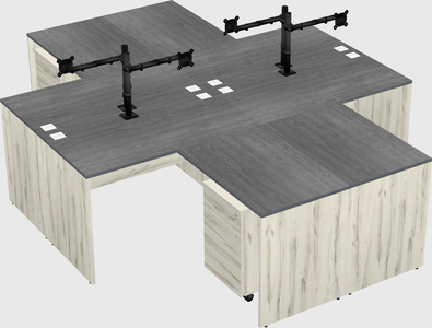 Quad l-shaped office desks