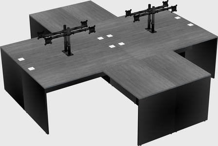 Quad l-shaped office desks