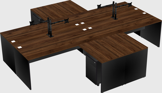 Quad l-shaped office desks
