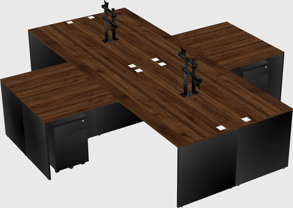 Quad l-shaped office desks