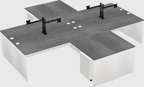 Bureaux de bureau quadruples en forme de l