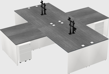 Bureaux de bureau quadruples en forme de l