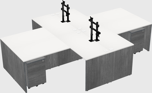 Quad l-shaped office desks