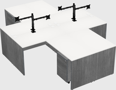 Quad l-shaped office desks