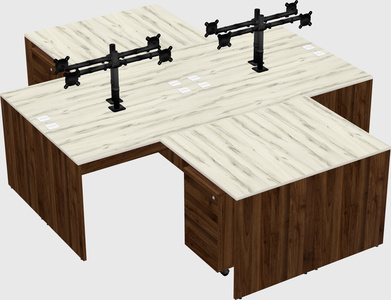 Quad l-shaped office desks