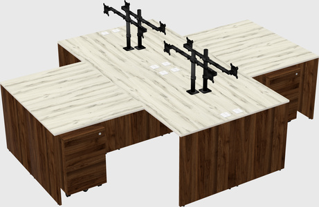Quad l-shaped office desks