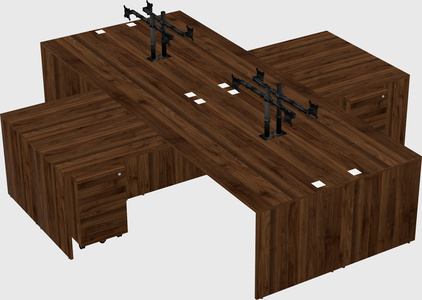 Quad l-shaped office desks