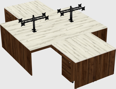 Quad l-shaped office desks
