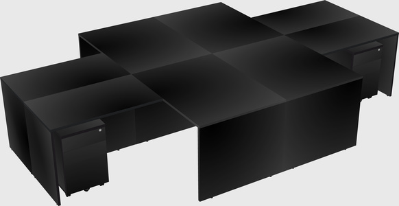 Quad l-shaped office desks