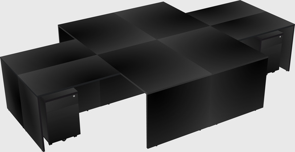 Quad l-shaped office desks