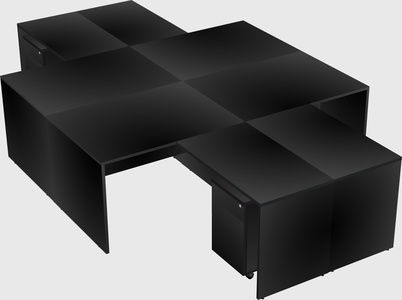 Quad l-shaped office desks