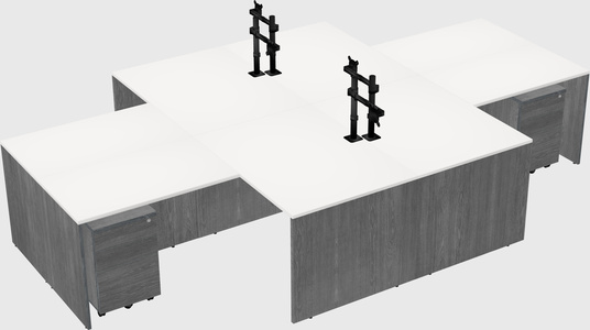 Quad l-shaped office desks