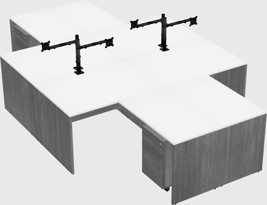 Quad l-shaped office desks