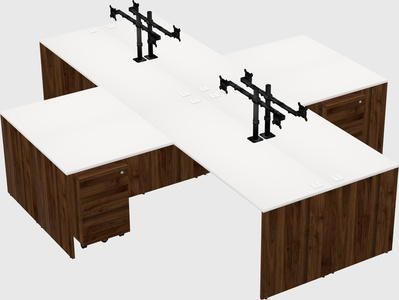 Quad l-shaped office desks