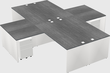Quad l-shaped office desks