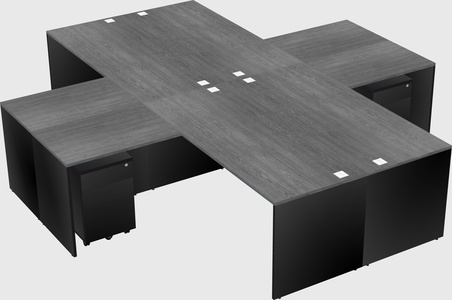 Bureaux de bureau quadruples en forme de l