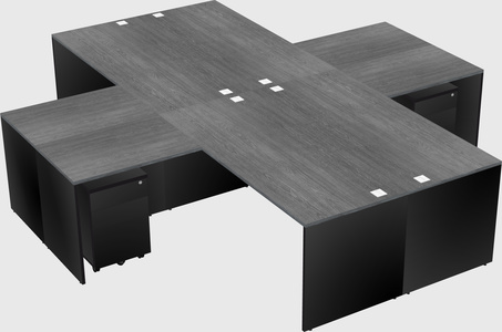 Bureaux de bureau quadruples en forme de l