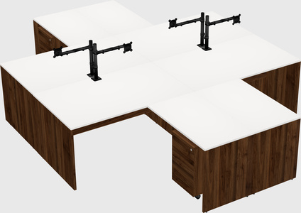 Quad l-shaped office desks
