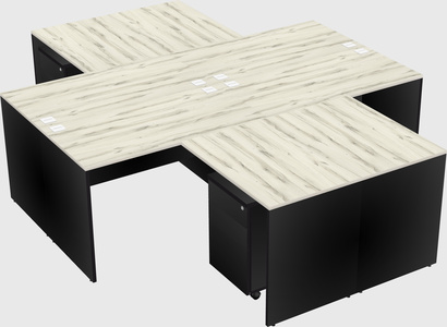 Quad l-shaped office desks