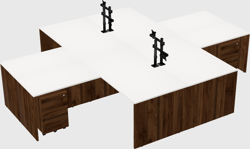 Quad l-shaped office desks