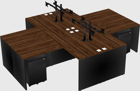 Quad l-shaped office desks