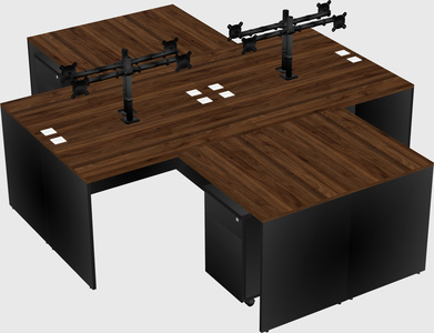 Quad l-shaped office desks