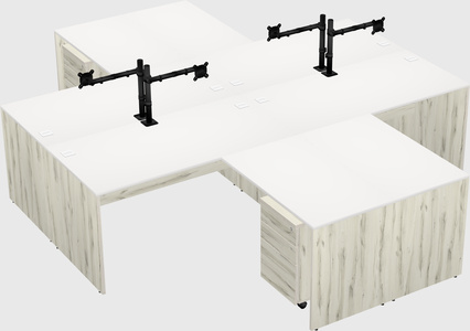 Quad l-shaped office desks