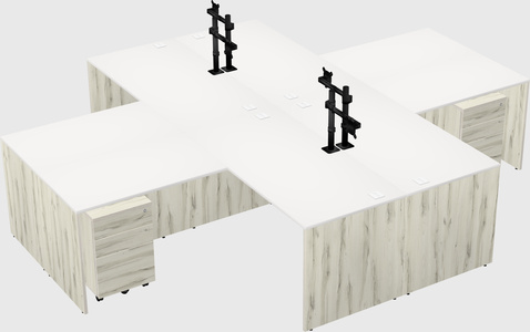 Quad l-shaped office desks