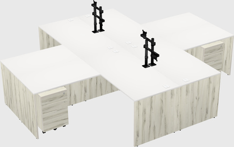 Quad l-shaped office desks