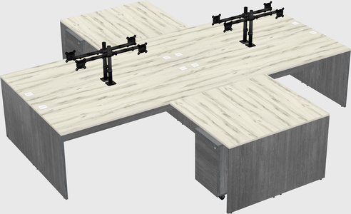 Quad l-shaped office desks