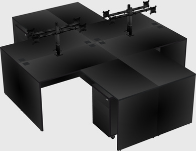 Quad l-shaped office desks