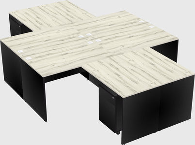 Quad l-shaped office desks