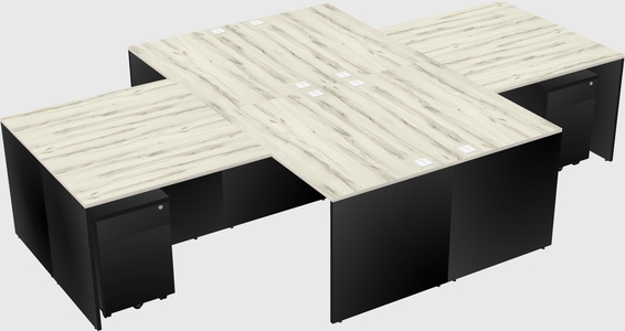 Quad l-shaped office desks