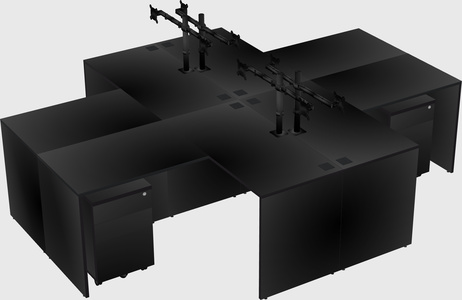 Quad l-shaped office desks