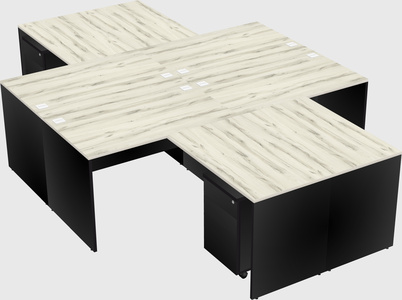 Quad l-shaped office desks