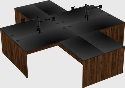 Quad l-shaped office desks