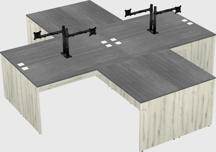 Quad l-shaped office desks