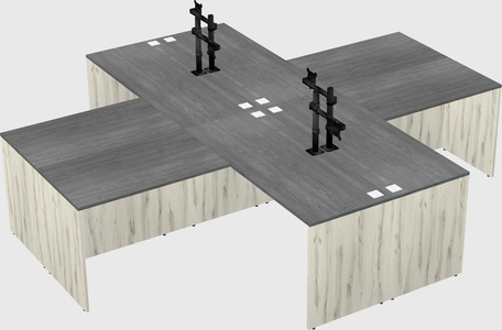Quad l-shaped office desks