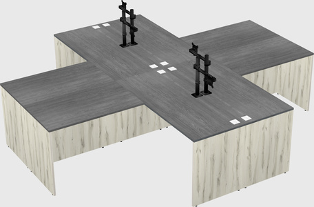 Quad l-shaped office desks