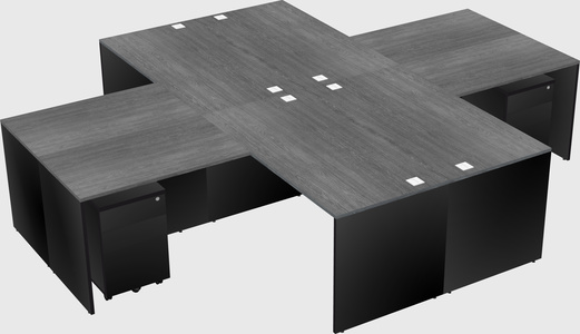Quad l-shaped office desks