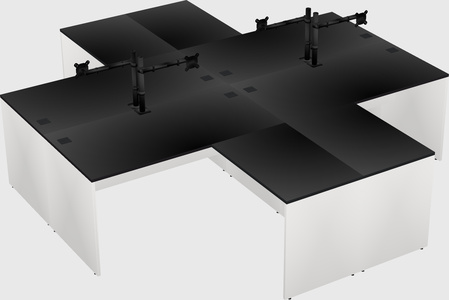 Quad l-shaped office desks