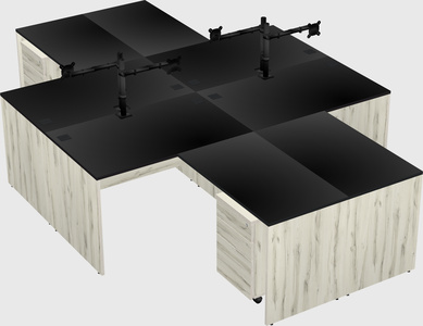 Quad l-shaped office desks