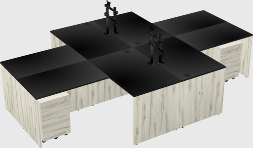 Quad l-shaped office desks
