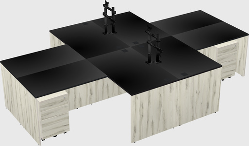 Quad l-shaped office desks