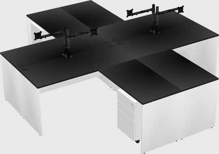 Quad l-shaped office desks