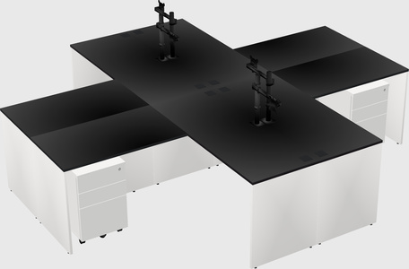 Quad l-shaped office desks