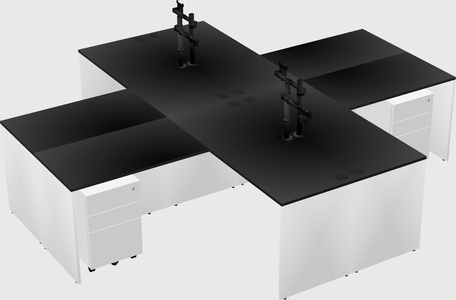 Quad l-shaped office desks