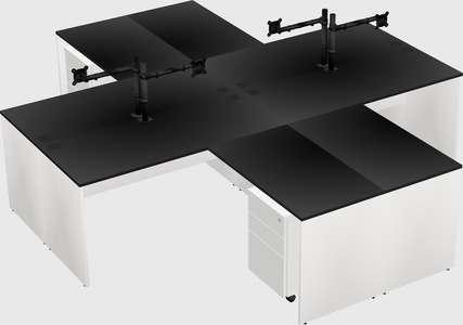 Quad l-shaped office desks