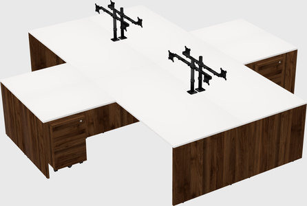 Quad l-shaped office desks