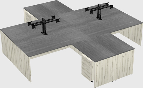 Quad l-shaped office desks